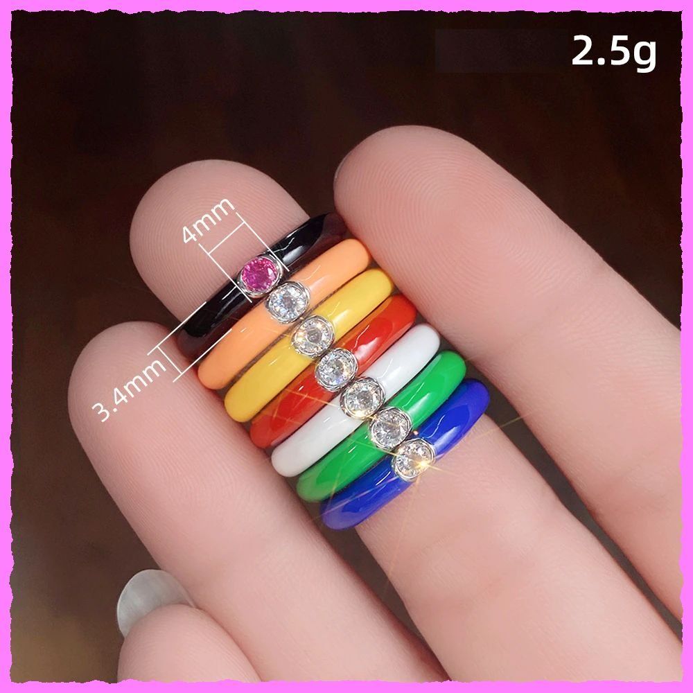 Anelli: Bezaubernder Emaille Ring mit Zirkonia – Nuovo e nell'imballaggio originale da Oberglatt ZH venduto da Diamond-Girl 2