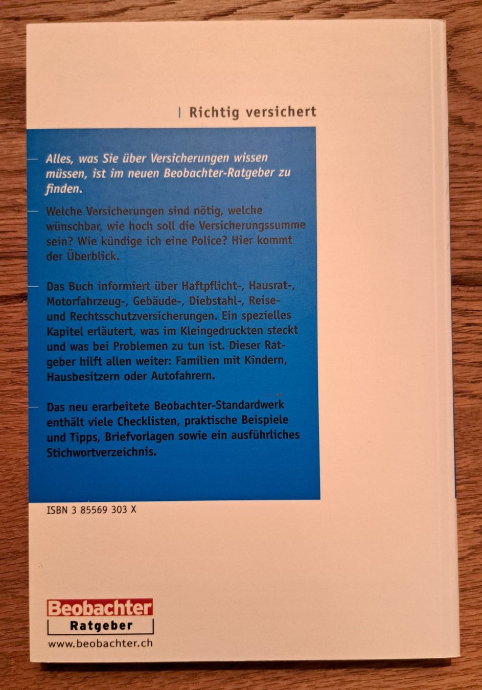 Libri: Richtig versichert | Beobachter-Ratgeber – Usato da Zürich venduto da Yellow10 1