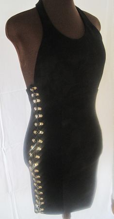 Sexy Bodycon Kleid Schwarz mit Nieten & Rückenreissverschlus