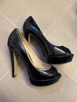 Pumps Steve Madden Lackleder Schwarz Peep-toe Grösse 38