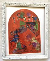 Farblithografie Fische & Boot im Stil von Marc Chagall