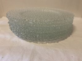 8 elegante Glasteller, Essteller, Vintage