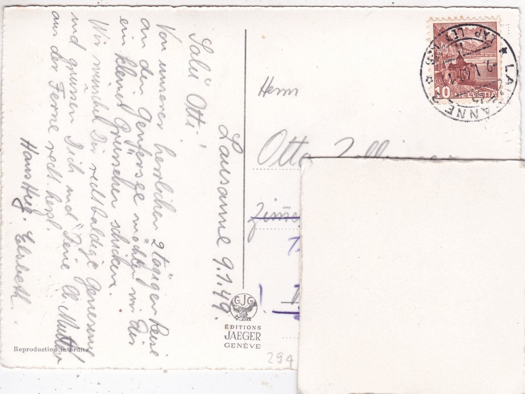 Ansichtskarten: Lausanne 1949 – Gebraucht aus Herisau von Lisegrat2008 1