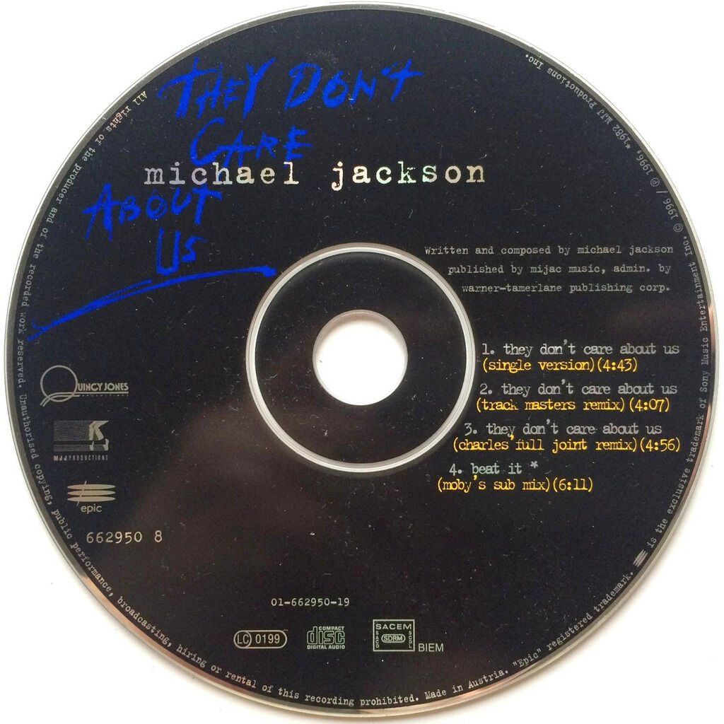 CD: MICHAEL JACKSON - THEY DON'T CARE ABOUT US – Usato da Bottens venduto da hotter-than-hell 2
