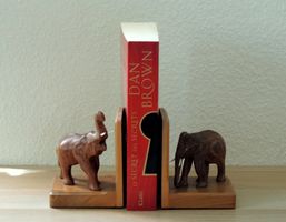 Serre livres éléphants en bois, Meho 17651, vintage, Suisse
