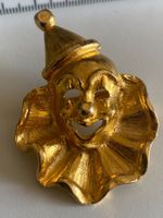 Grosse Harlekin, Clown Brosche, goldfarben