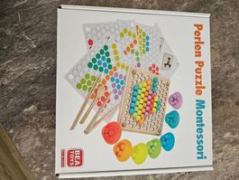 Puzzle perles Montessori avec boules en bois, dès 3 ans