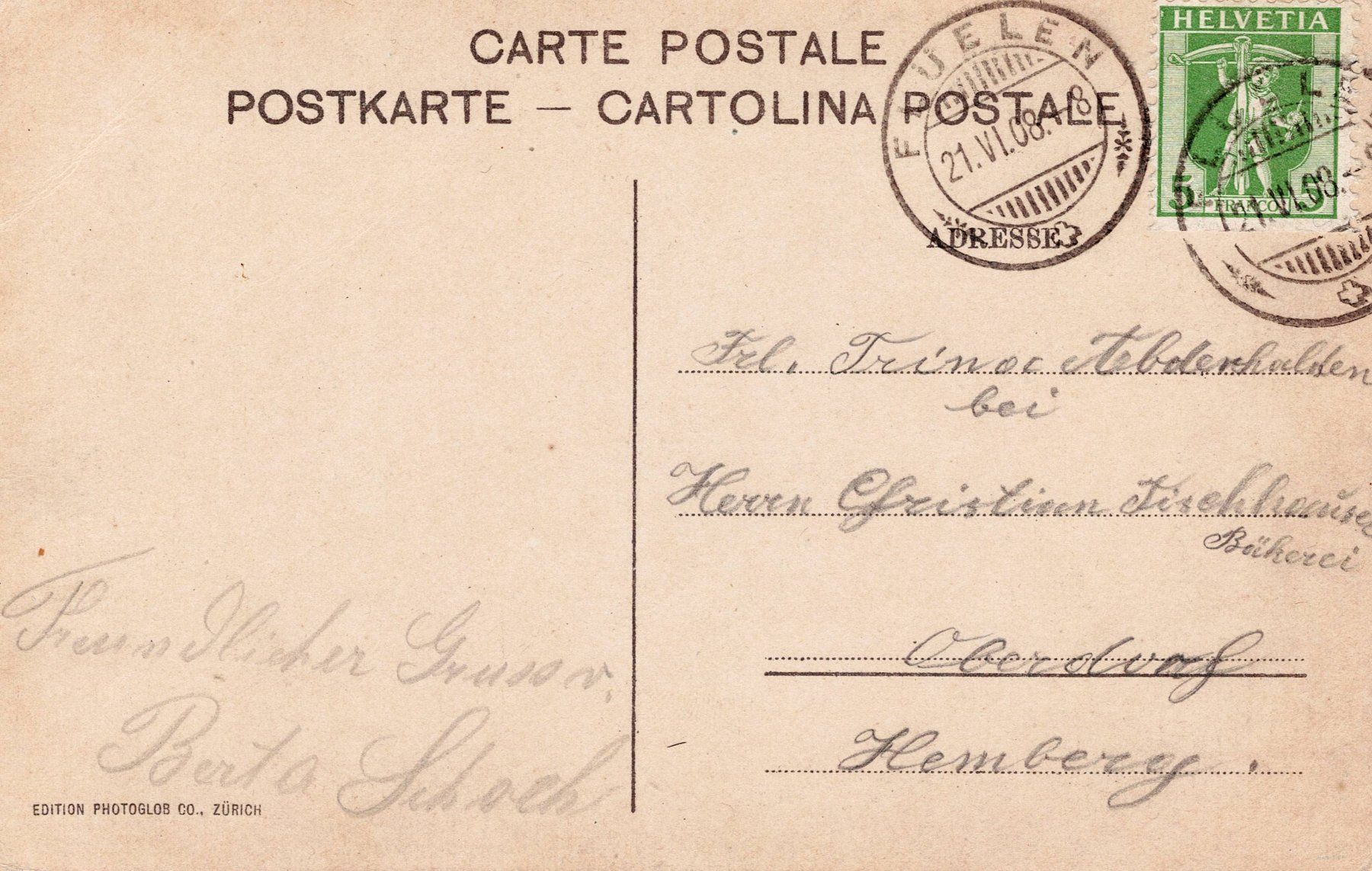 Ansichtskarten: Uri Dampfer 1908 bei der Tellsplatte – Gebraucht aus Sevgein von WHaelmi 1