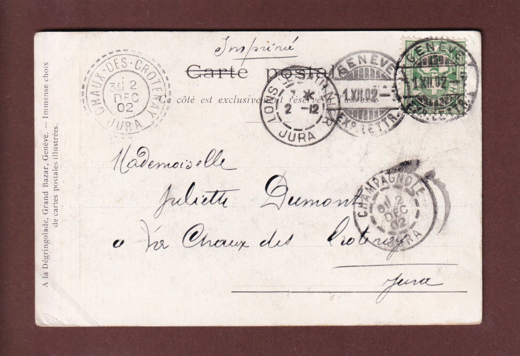 Cartoline postali: GENEVE - Barque du Léman - 1902 – Usato da Pully venduto da nicecards 1