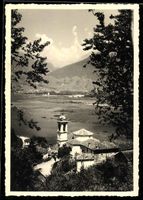 AK Magadino, Ticino, Kirchturm und See