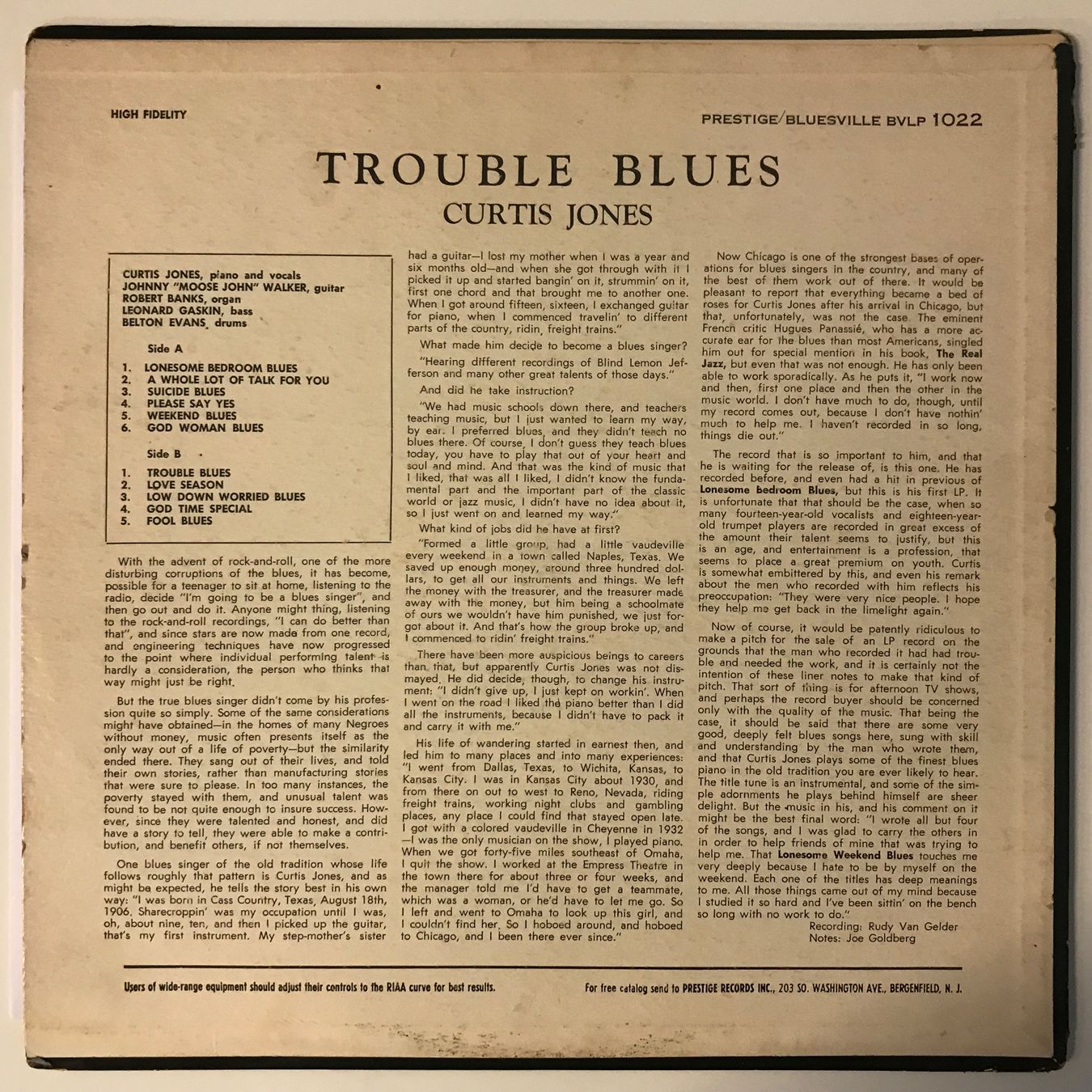 Dischi in vinile: Curtis Jones - trouble blues – Usato da Aesch BL venduto da BlueMusicRecords 1