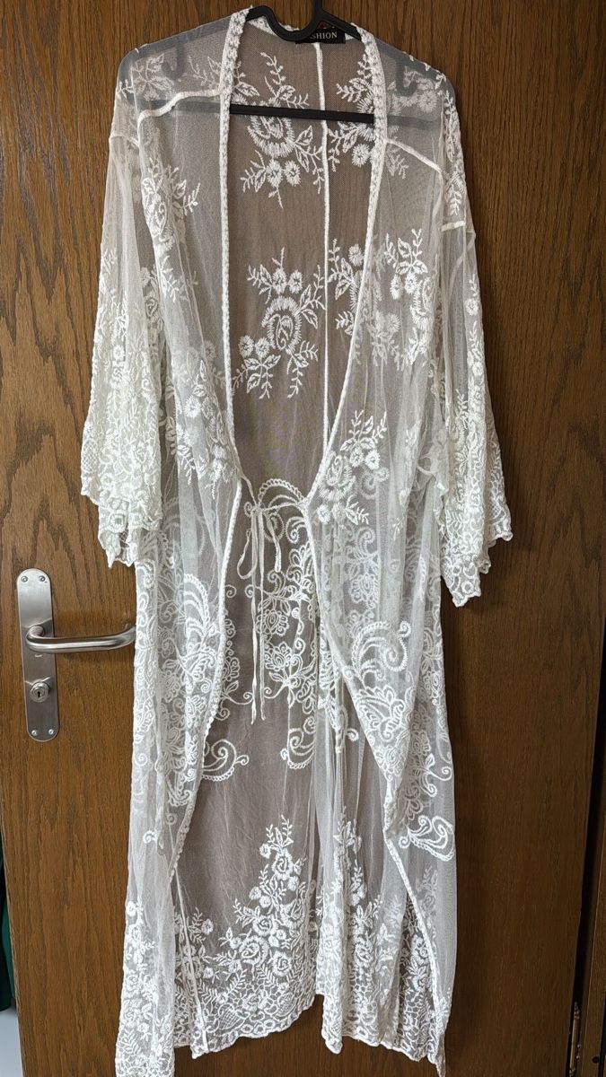 Kimono: Spitzen-Kimono Weiss Leicht Sommerlich – Usato da Heiden venduto da Bettyk11.