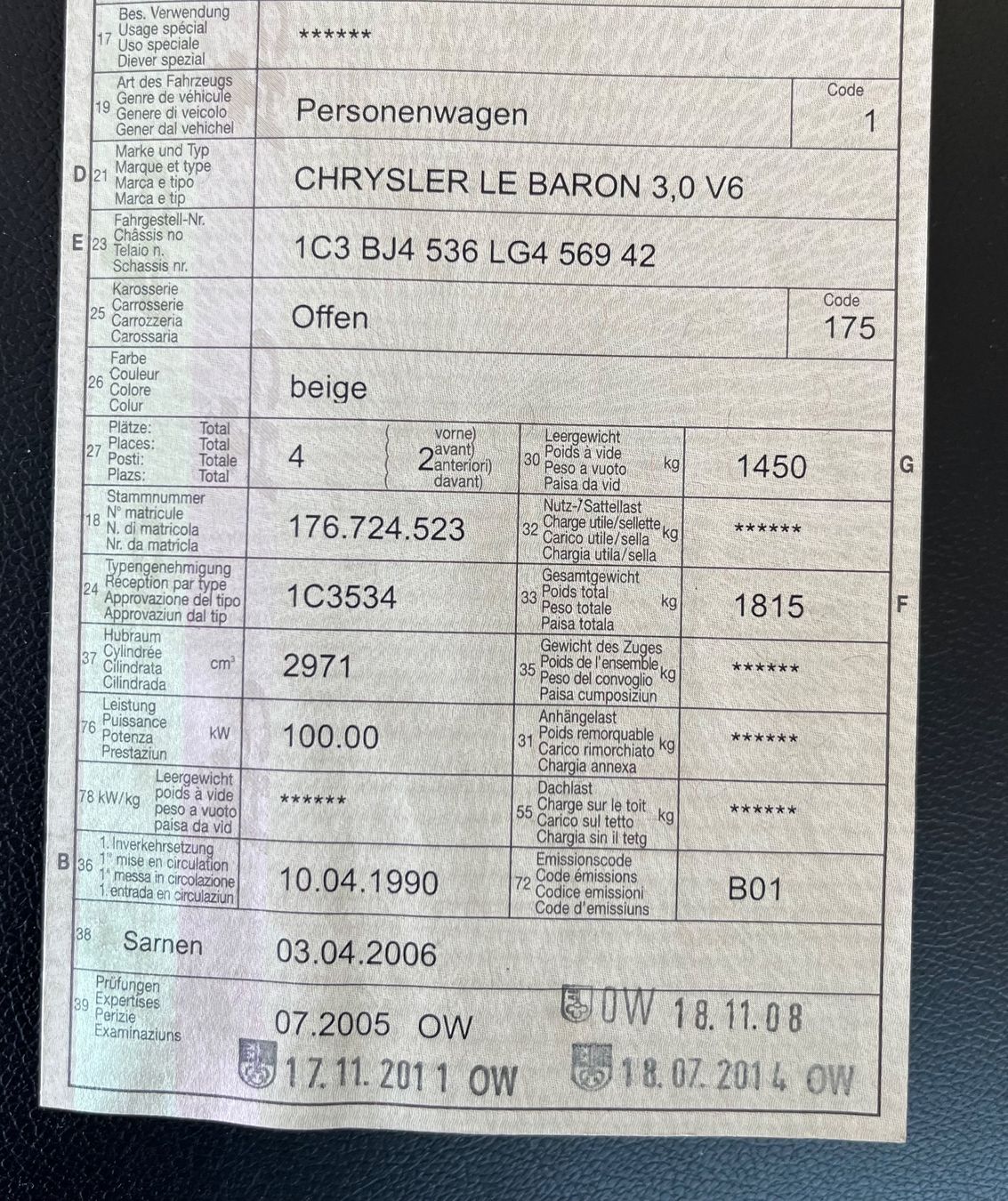 Chrysler Automobili: Chrysler Le Baron 3.0 V6 – Usato da Wilen (Sarnen) venduto da Kambeli 9