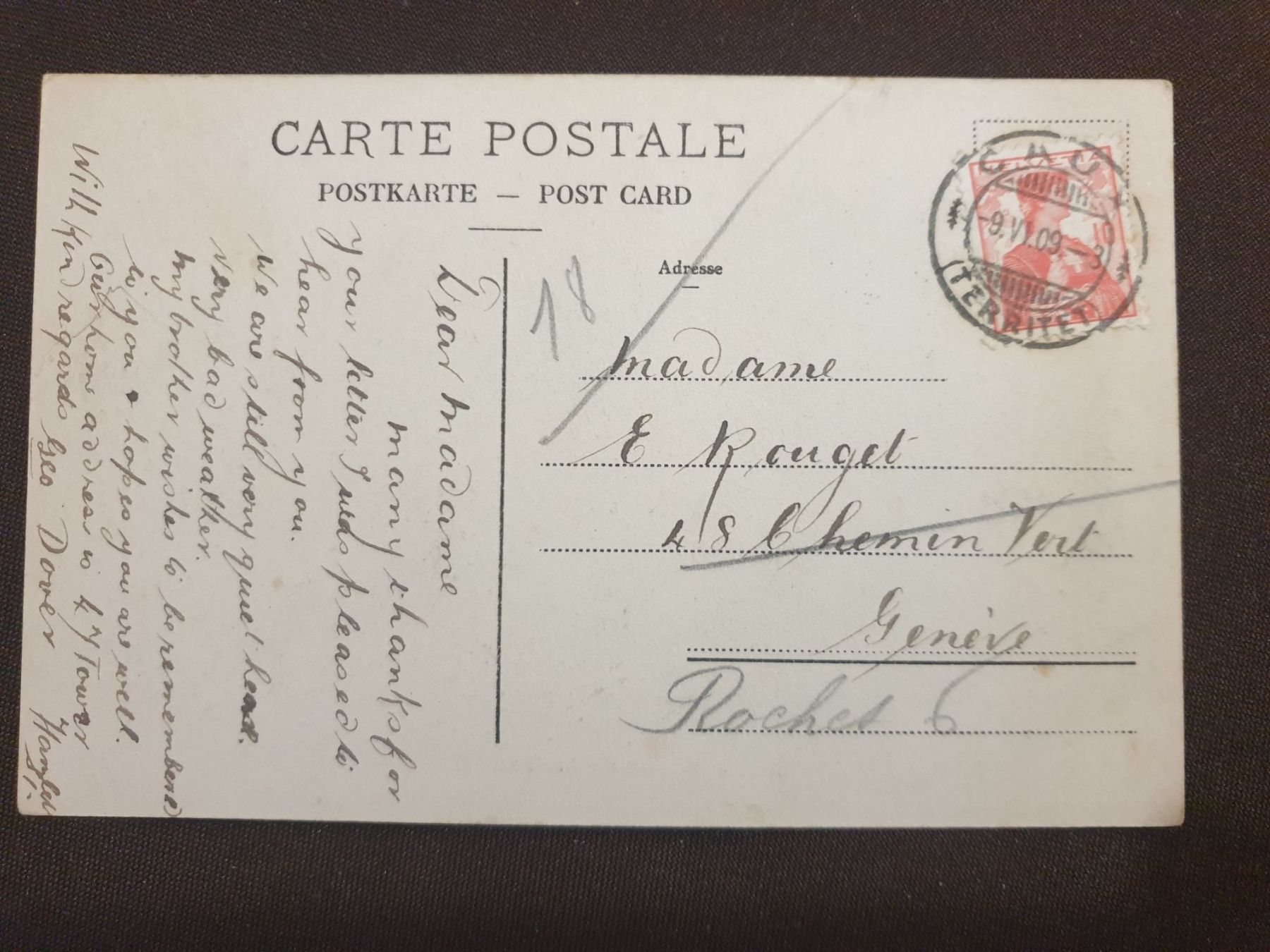 Cartoline postali: Carte postale Montreux, 1909 – Usato da Versoix venduto da rucio 1