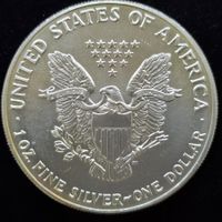1 US $ Silber Unze 999/1000 1991 min. Patina American Eagle
