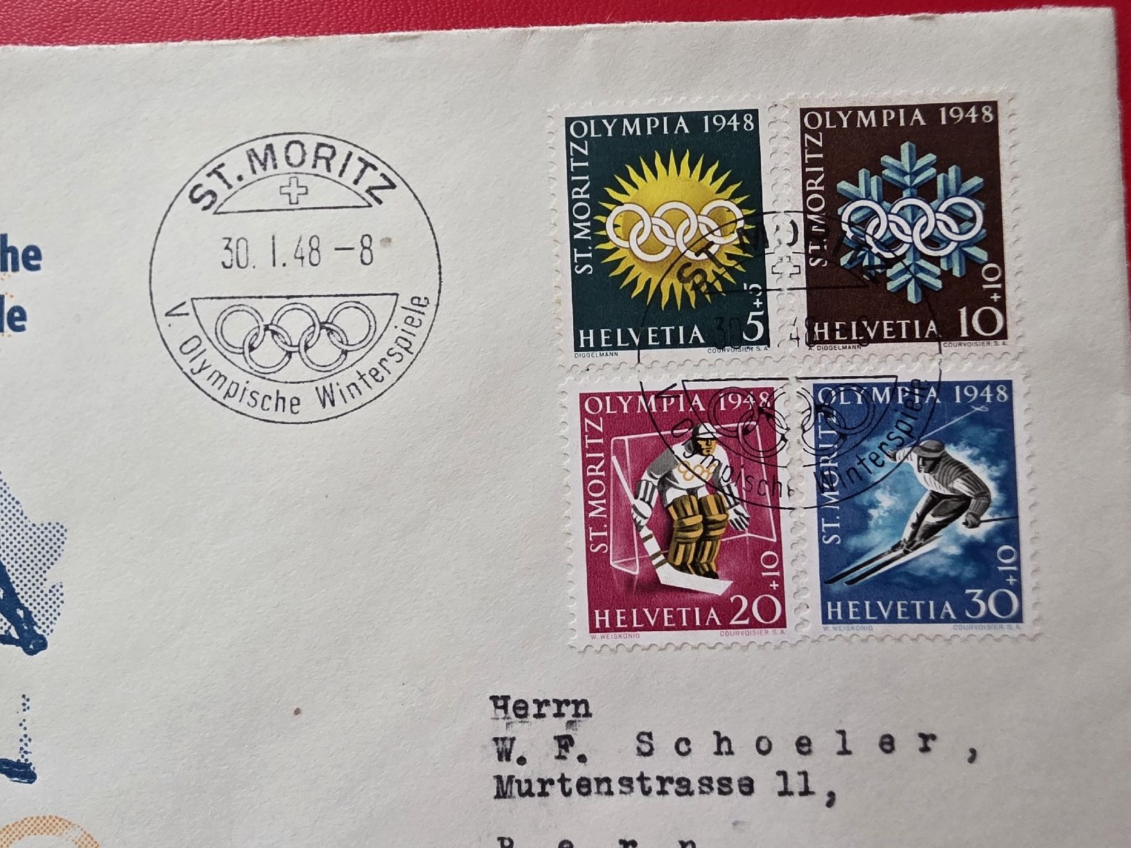 Tutti i francobolli: 1948 Olympia Brief St Moritz – Usato da Bern venduto da Kocholo 6