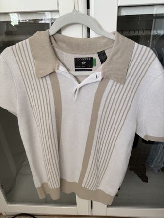 Dockers Poloshirt Herren kurzarm beige/weiss Grösse S