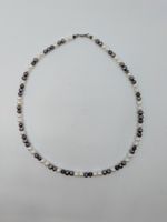 Perlenkette mit Silbereinsätzen & Verschluss Silber 925