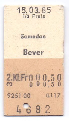 Biglietti: Billette Samedan - Bever 1985 – Usato da Langenthal venduto da Sammlungs_aus