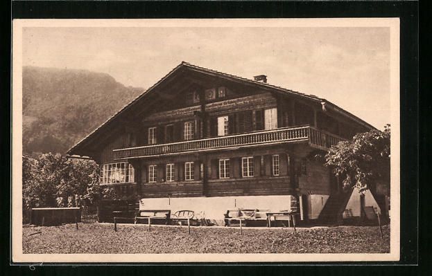 Cartoline postali: Gsteig, Schweizer Bauernhaus mit Bänken – Usato da Berlin venduto da bartko-reher
