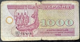 Seltene 1000 Karbowanez Banknote Ukraine, Jahrgang 1992