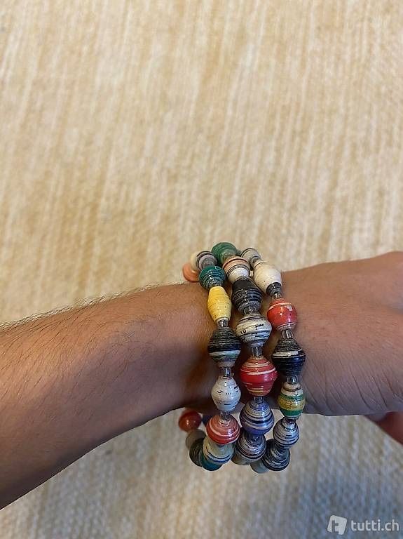 Bracciali & Braccialetti: Recycelte Papierperlen Armband aus Ghana – Usato da Zürich venduto da ann_in_zuri