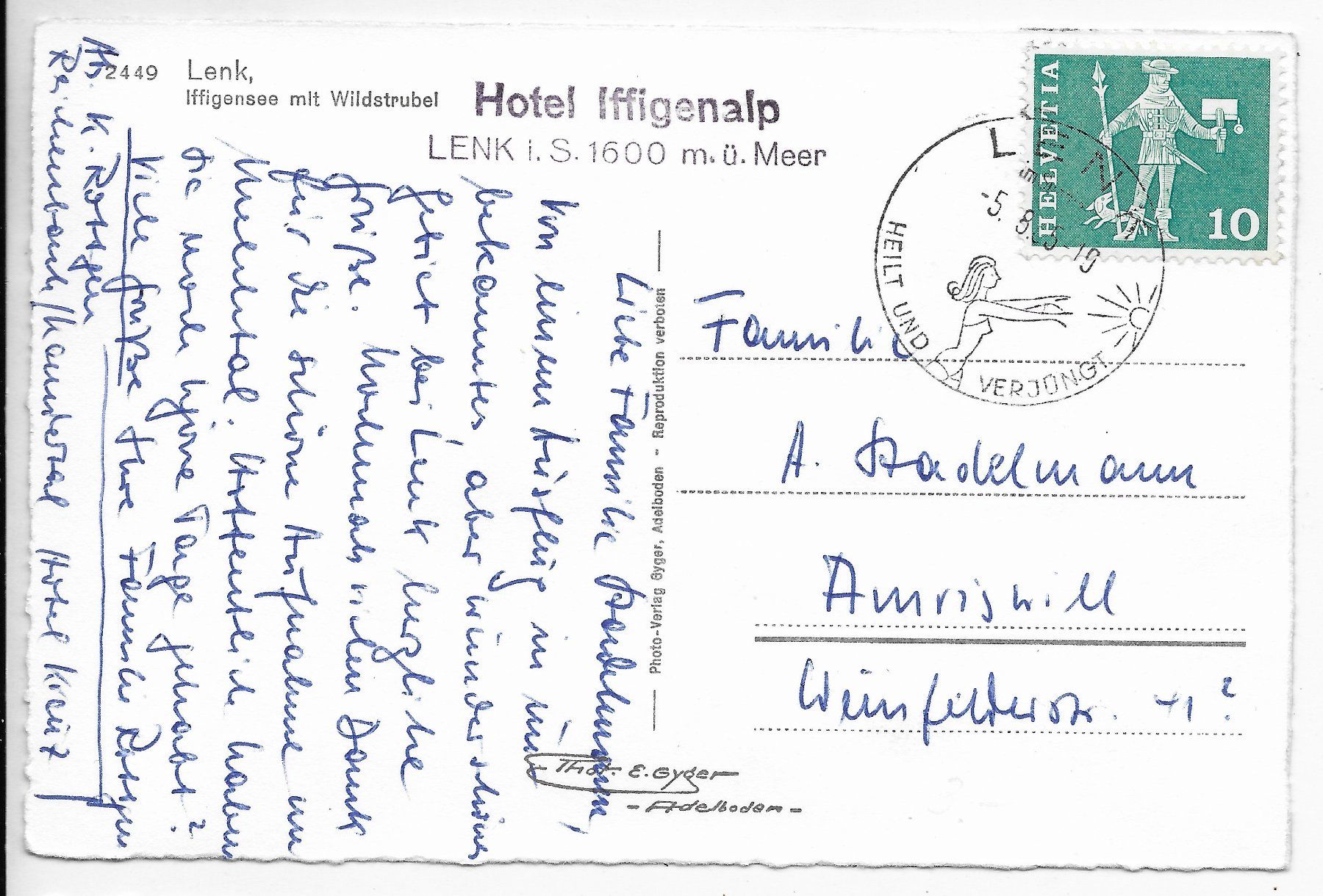 Cartoline postali: Lenk, Iffigensee mit Wildstrubel um 1965 – Usato da Hefenhofen venduto da Richsalz 1