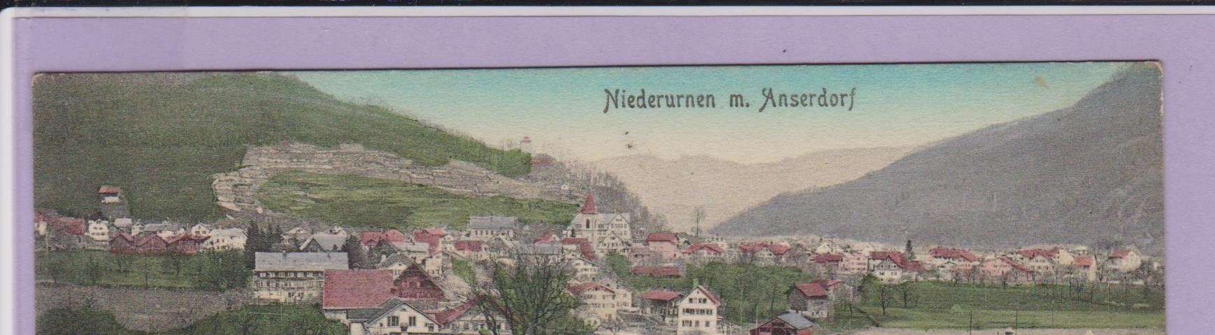 Cartoline postali: Niederurnen mit Anserdorf  -  alte Ansichtskarte von 1919 – Usato da Vitznau venduto da Ropaku 1