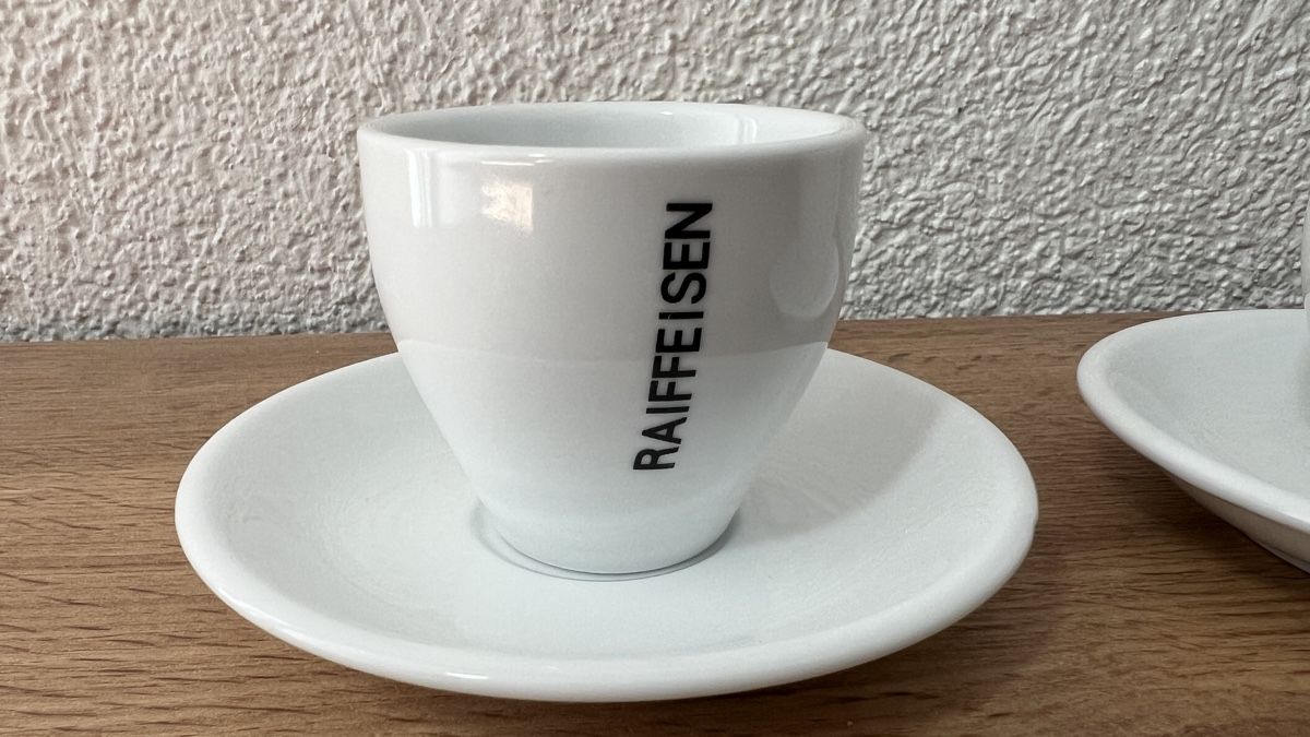 Tazze: 2 Raiffeisen Espressotassen mit Unterteller – Nuovo (secondo la descrizione) da Rebstein venduto da gimmma 2