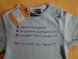 NEUER Body blau "Windle vollgmacht .." Gr. 62/68 - 260724