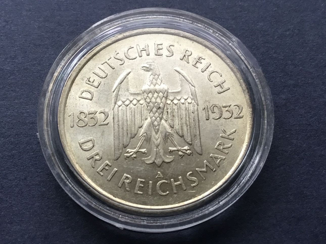 Tutti le monete: 3 Reichsmark GOETHE 1932 VZ + selten – Usato da St. Margrethen SG venduto da alfapeugeot10 1