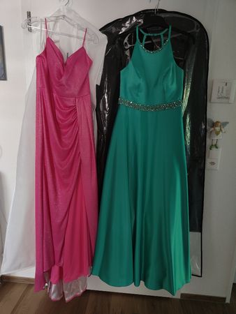 2 Elegante Abendkleider für den Sommer, Pink & Tuerkis