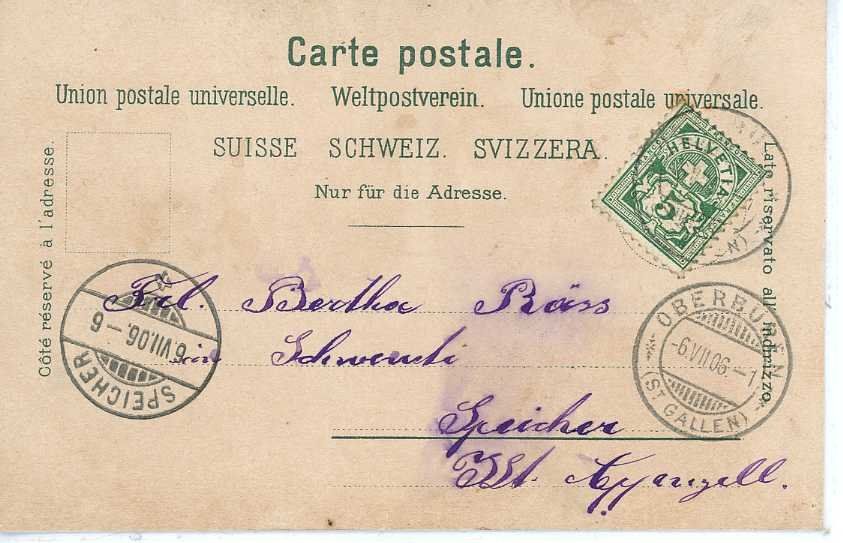 Cartoline postali: Oberbüren Neudorf Post  Litho 1906 – Usato da Dallenwil venduto da montem63 1