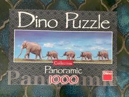 Dino Puzzle Panoramic 1000 / mit Elefantenmotiv