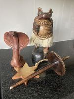 Exotische Holzfiguren Frosch Kobra Stern