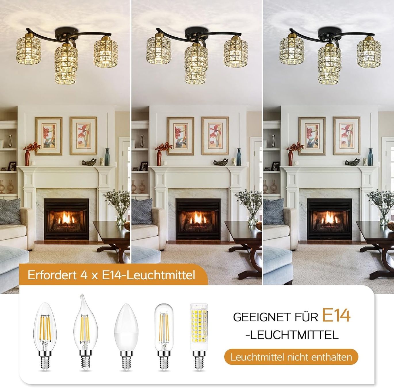 Lampadari & plafoniere: Kristall Deckenlampe Lampe Moderne 4-Lichter Kronleuchter – Nuovo e nell'imballaggio originale da Wittenbach venduto da VELARO 2