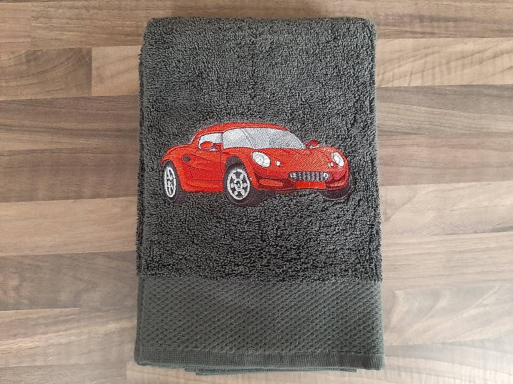 Serviettes de bain: Handtuch bestickt Auto statt Fr. 32.- Neu – Neuf avec emballage d'origine à Knutwil par Geschenksatelier