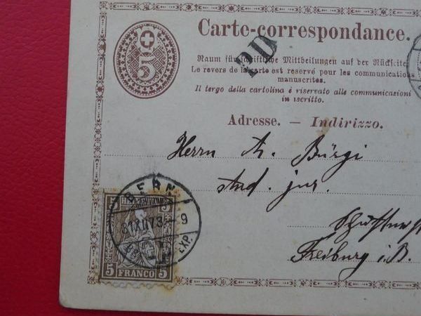 Tutti i francobolli: 1873+1875, zwei Postkarten mit gesuchtem PD-Stempel von BERN – Nuovo e nell'imballaggio originale da Sursee venduto da Luzernerraute 1