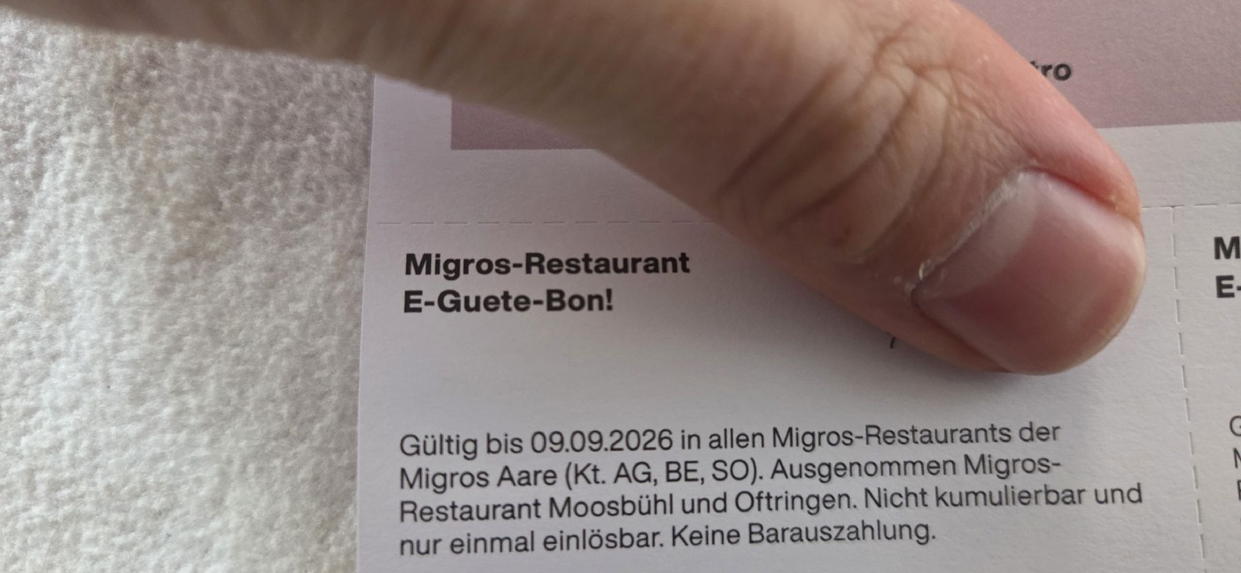 Bons: Bons Migros Restaurant – Neuf (Voir description) à Uttigen par TomTom_ 1