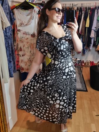 Elegantes Sommerkleid schwarz weiss Punkte Gr. 40