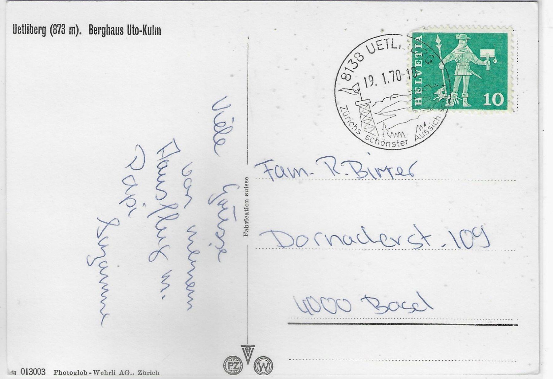 Cartoline postali: Uetliberg - Berghaus Uto-Kulm – Usato da Ettingen venduto da Kartenplanet 1