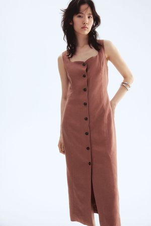 Leinenkleid moccafarben