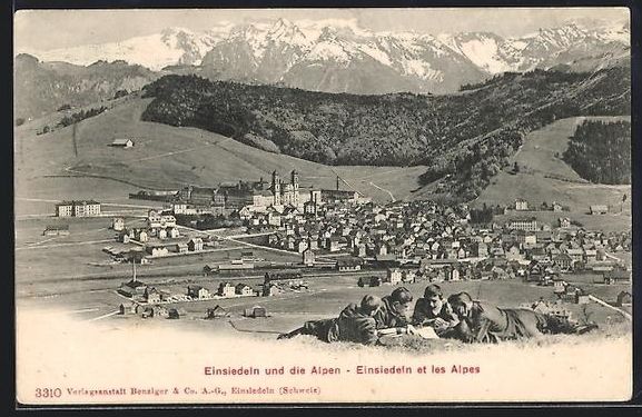 Ansichtskarten: Einsiedeln, Teilansicht mit Kloster und  – Gebraucht aus Berlin von bartko-reher