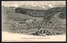 Einsiedeln, Teilansicht mit Kloster und 