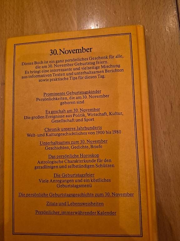 Libri: Das persönliche Geburtstagsbuch - 30. November – Usato da Wil SG venduto da sus_959d 1