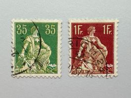 1933 Helvetia mit Schwert, ZNr. 111z + 115z, gestempelt