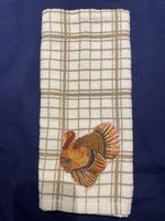 Embroidered Turkey kitchen Towel, Autumn fall thanksgiving