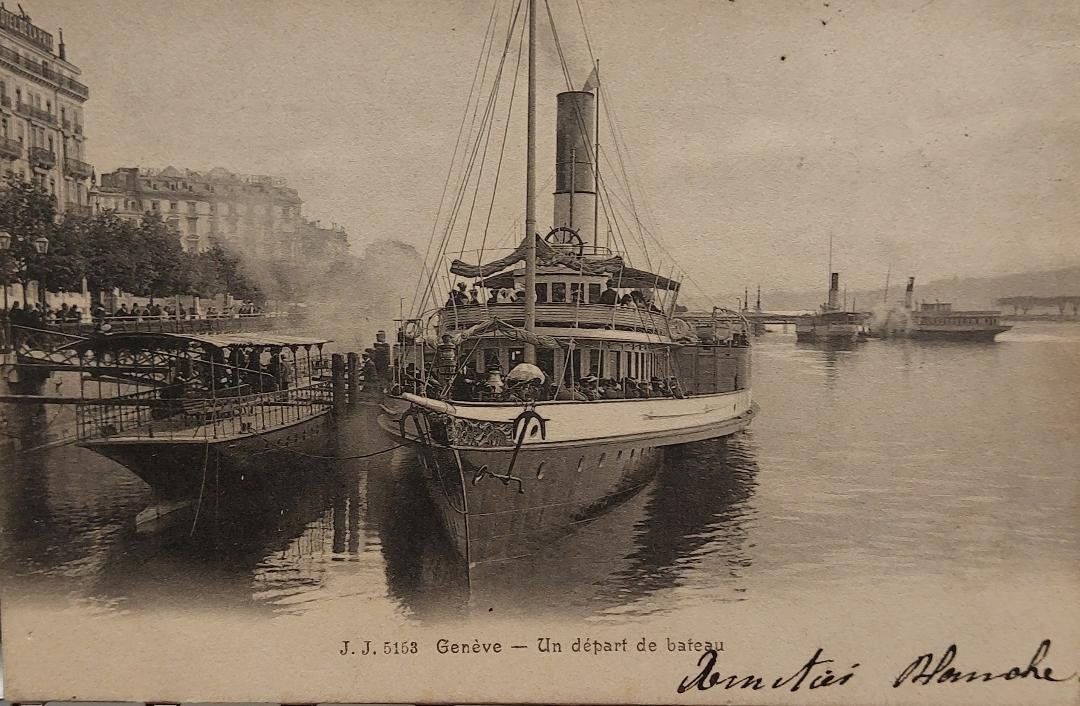 Ansichtskarten: GENÈVE - Un départ de bateau - 1904 – Gebraucht aus Delémont von Domdom1