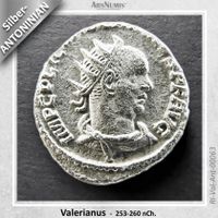 Antike römische Silbermünze / Valerianus / 255-256 nCh.