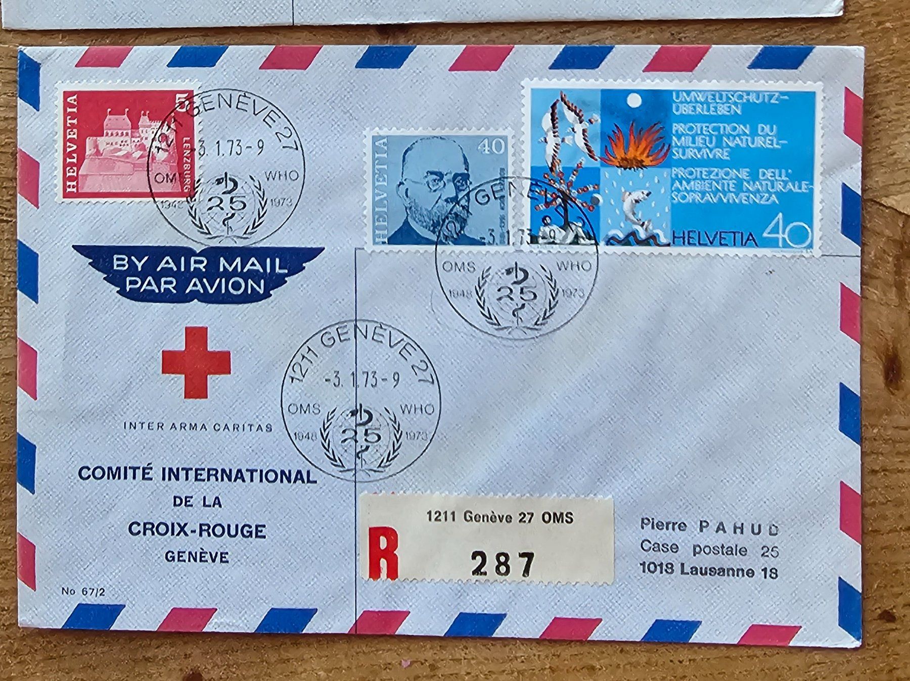 Alle Briefmarken: Lettre recommandée Croix-Rouge avec obl.spéc. OMS 3.1.73 – Neu (gemäss Beschreibung) aus Les Valettes von Nuba1